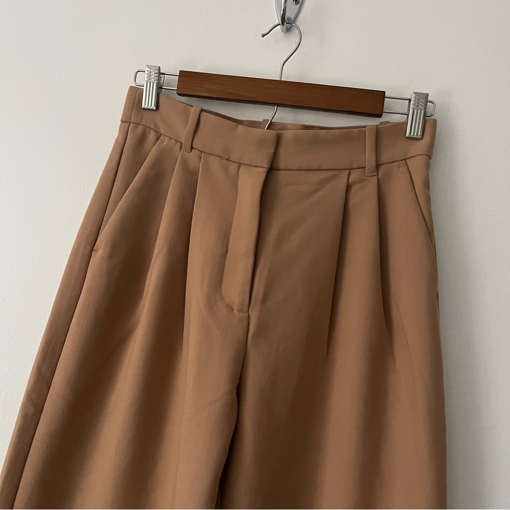 Abercrombie & Fitch Sloane Wide Leg Tailored Trouser Pants Tan 27 / 4 XS Inseam - Picture 2 of 11